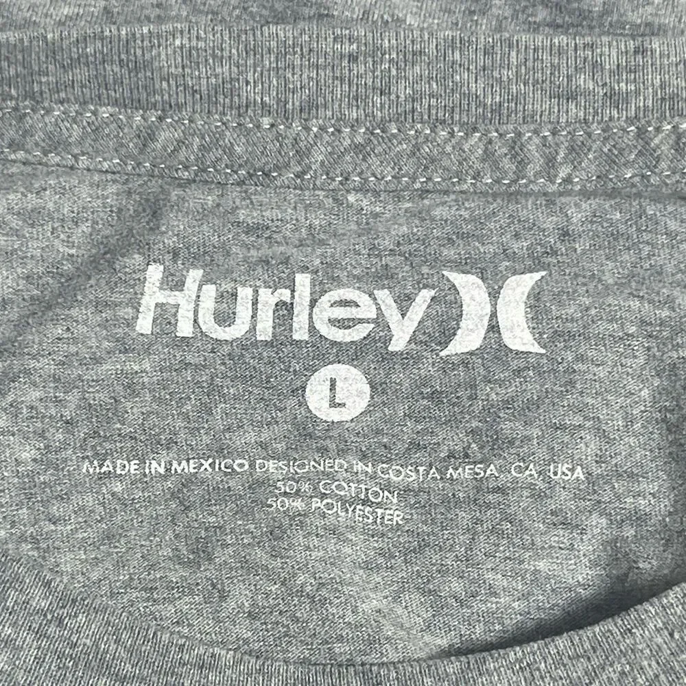 Hurley Men’s Long Sleeve Logo T-Shirt Gray Size Large Crewneck Surf Skate - Picture 5 of 8